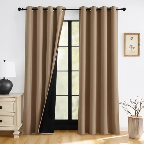 Vista 37 de RYB HOME Cortinas 100% opacas de 63 pulgadas de largo, cortinas de ventana de eficiencia energética y reducción de ruido para dormitorio, sala