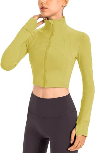 Vista 3 de KTILG Chaquetas ligeras de entrenamiento para mujer, con cremallera, deportes, correr, con agujeros para el pulgar, para entrenamiento atlético