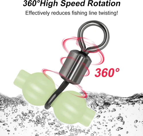 Vista 3 de Goture Fishing Swivels, 3 Way Swivels Fishing Tackle, T Shape Cross Line Rolling Swivels with Luminous Beads Saltwater Freshwater,Three Way Fishing