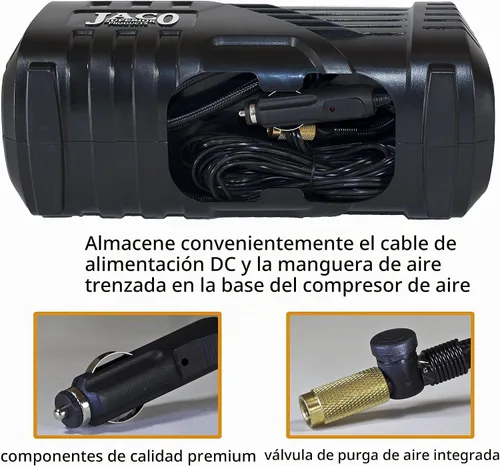 Vista 5 de JACO SmartPro 2.0 AC/DC Bomba de inflado digital de neumáticos - Compresor de aire portátil automático (12 V CC, 110-120 V CA)