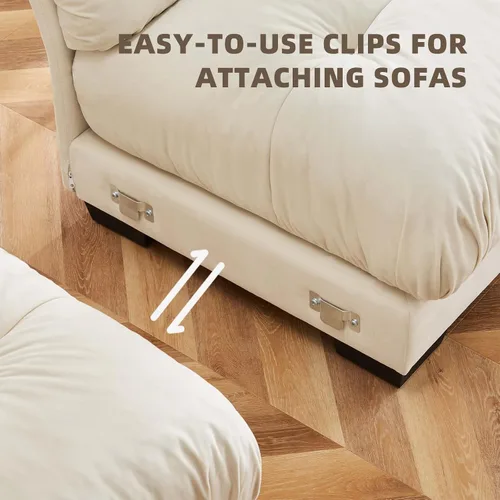 Vista 6 de Sofá Seccional Modular Extragrande de 93.7 pulgadas, Sofá de Dos Plazas Cloud Couch con Almohadas y Cojín Extra Grueso para Sala de Estar, Cine