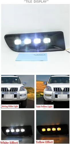 Vista 2 de Auto-Tech - 1 par de luces de circulación diurna DRL de repuesto para Toyota Land Cruiser Prado 2003-2009
