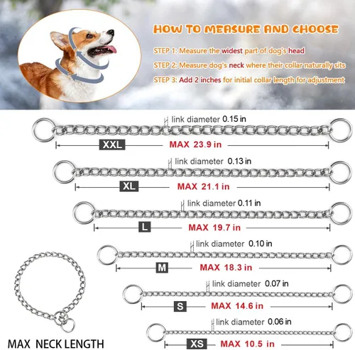 Vista 4 de TagME Collar de cadena para perros, collar ajustable a prueba de clima para perros pequeños y cachorros, collar de entrenamiento de mascotas