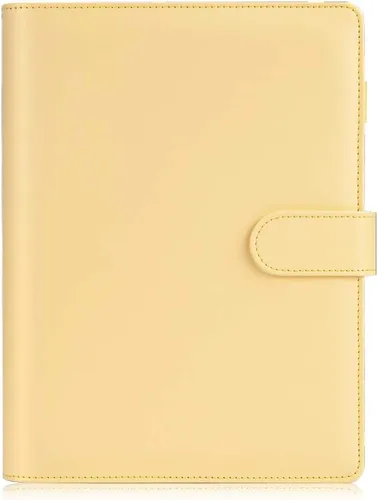 Vista 21 de Sooez Carpeta A5 con 6 anillas, cubierta recargable para cuaderno, organizador pequeño de cuero, carpeta vacía para presupuesto, diario, soporte