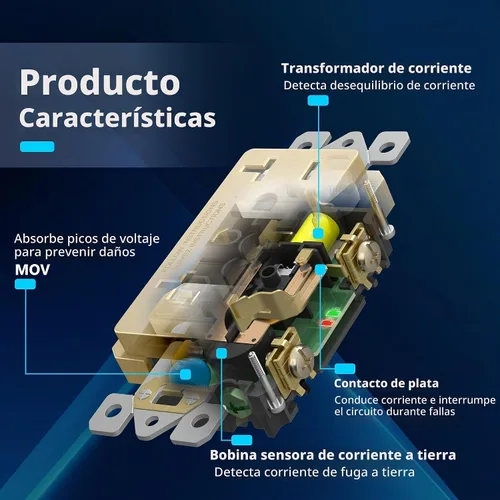 Vista 7 de LIDER Salida GFCI de 20 amperios, receptáculo GFCI, autocomprobación Dorado