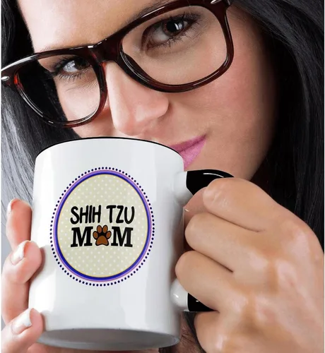 Vista 2 de 3dRose Shih Tzu Dog Mom - Taza de 11 onzas, color negro