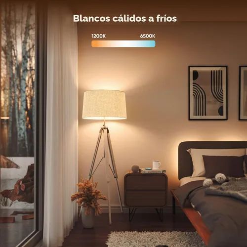 Vista 5 de Nanoleaf Essentials Bombillas inteligentes, bombillas LED inteligentes Matter funcionan con Alexa y Google Home, bombilla de cambio de color RGBTW