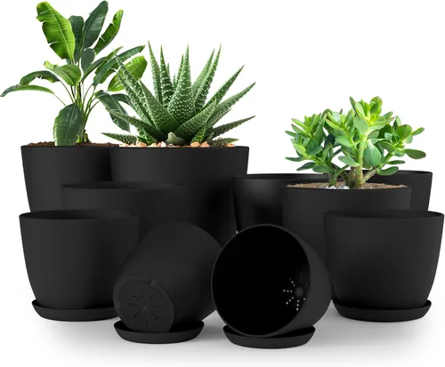 Vista 24 de Utopia Home - Macetas de Interior con Drenaje - Macetas de Flores de 7/6.6/6/5.3/4.8 Pulgadas para Plantas de Interior - Juego de 5 Macetas