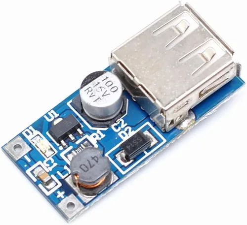 Vista 3 de Convertidor de impulso DC-DC de 5 piezas, 0.9 V-5 V a 5 V, módulo de salida USB, placa de fuente de alimentación de 600 mA, control PFM