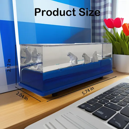 Vista 6 de Honsheng Figuras de oso polar insumergible, juguete líquido líquido en una caja, decoración del hogar, regalos para mujeres y hombres, escritorio