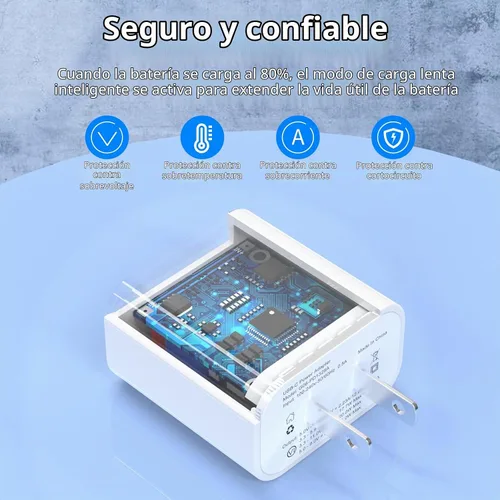 Vista 4 de Cargador USB C para iPhone, carga rápida, paquete de 3 unidades de 20 W, tipo C, cargador de pared con cable de carga USB C de 6 pies de largo