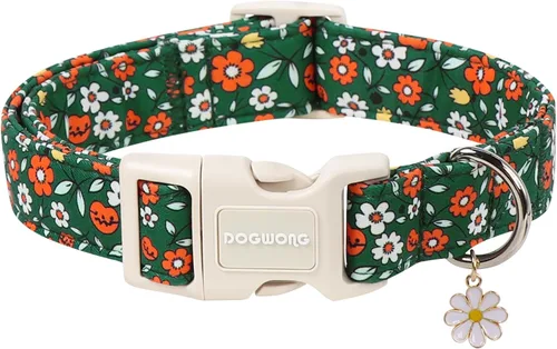 Vista 18 de DOGWONG Collar de Algodón para Perro, Collar para Perro de Cuadros Azules Resistente, Collar Suave y Duradero para Perro Macho, Lindo Collar de A