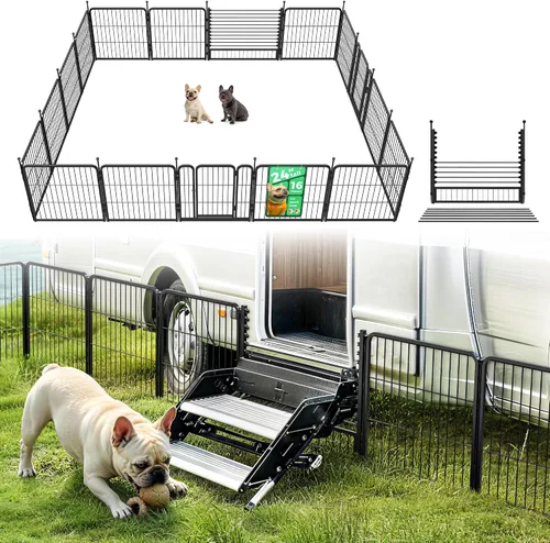 Vista 50 de FXW Rollick - Corralito para perros para patio, campamento con casa rodante, patentado, 24 pulgadas, 2 paneles Fácil instalación, resistente