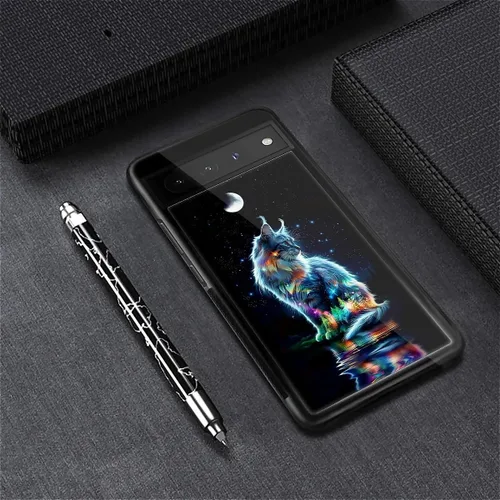Vista 1236 de Compatible con Google Pixel 4A 5G Mobile Case Creative Acrylic Panel trasero Silicona Protección Grip especialmente diseñado para Google Pixel 4A 5G