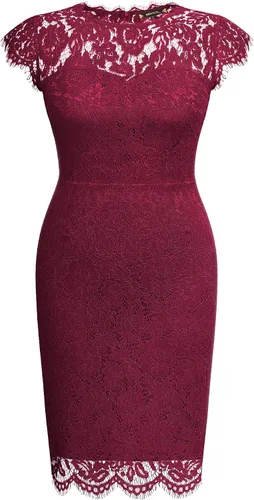 Vista 5 de Miusol Vestido de fiesta de noche formal sin mangas de encaje retro para mujer