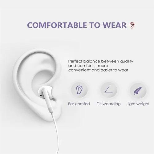 Vista 4 de Paquete de 2 auriculares con cable para iPhone, auriculares con cable, micrófono integrado y control de volumen compatibles con iPhone
