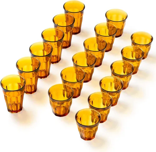 Vista 2 de Duralex Le Picardie - Juego de vasos de cristal, 18 piezas, color ámbar, varios tamaños