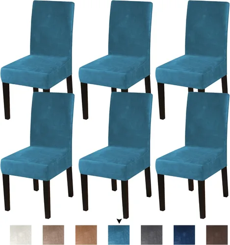 Vista 71 de Turquoize - Juego de 2 fundas elásticas para sillas de comedor, fundas lavables removibles para sillas de comedor, fundas de asiento para sillas