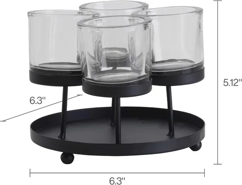 Vista 2 de Elements Portavelas de metal ligero y cristal, para uso con candelitas, negro
