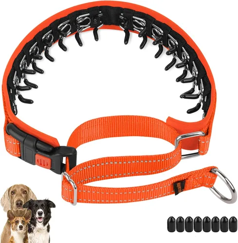 Vista 23 de Mayerzon Collar para perro, patentado Martingala, collar antitirones para perros pequeños, medianos y grandes, con hebilla para paseo y Negro