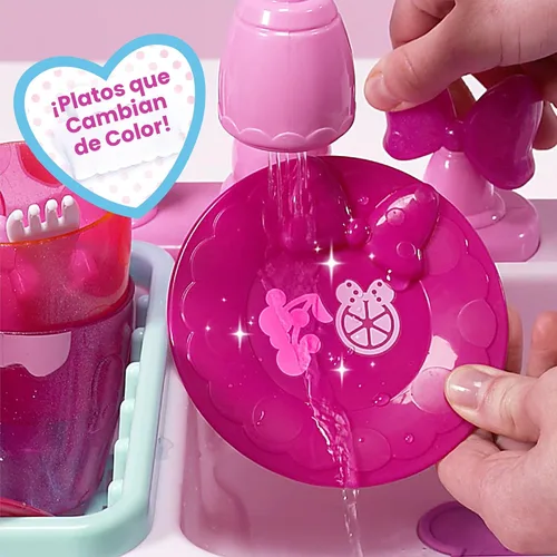 Vista 3 de Juego de fregadero mágico de ayudantes felices de Minnie, fregadero de simulación que funciona, juguetes para niños a partir de 3 años de Just Play