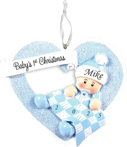 Vista 11 de Adorno de la primera Navidad del bebé 2025 – Recuerdo personalizado de las fiestas – Adorno personalizado de mi primera Navidad para bebé y nieto