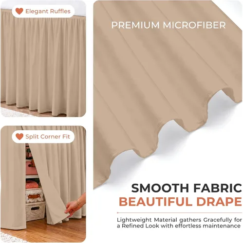 Vista 33 de Dorm Ruffle Twin XL 28" Drop Extra Long BedSkirt, Premium Brushed Microfiber Tailored Drop, Put On Elastic Long Dust Ruffle, Split Corner, Bedroom