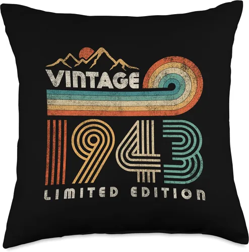Vista 4 de 80 Year Old Birthday Vintage 1943 Limited Edition 80th Bday Throw Pillow