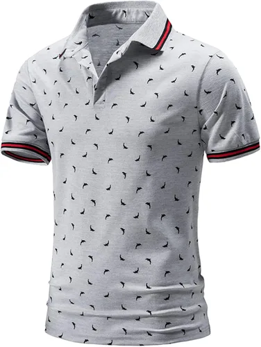 Vista 2 de Polo de manga corta para hombre, de secado rápido, de algodón, para golf, de ajuste regular, casual, de verano, para hombre