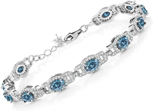 Vista 24 de Gem Stone King 7-14 Cttw Oval Gemstone Birthstone Tennis Bracelet For Women 925 Sterling Silver Oval 6X4MM 7 Inch With 1 Inch Extender Fine