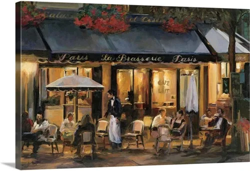 Vista 7 de CANVAS ON DEMAND La Brasserie Lienzo de Arte Mural Enmarcado Flotante Negro por Marilyn Hageman, Tradicional, Decoración del Hogar, Escena