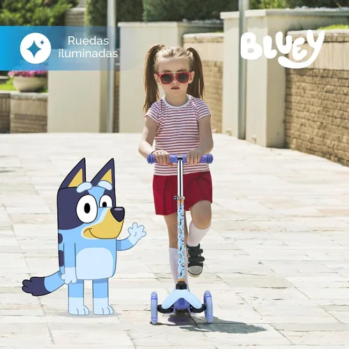 Vista 9 de Patinete para niños, auto equilibrio de 3 ruedas, ruedas LED iluminadas Azul