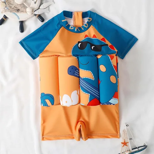 Vista 2 de Traje de baño para niños de 6 meses a 4 años de verano flotante con flotabilidad ajustable para bebé, niño y niña, traje de baño flotante para nadar
