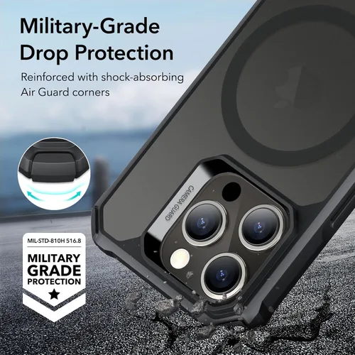 Vista 4 de ESR Funda para iPhone 15 Pro, compatible con MagSafe, protección de grado militar, esquinas de protección de aire a prueba de golpes, parte trasera