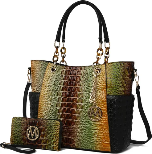 Vista 23 de MKF Collection - Juego de bolsa de mano para mujer, con cartera y asa superior, de piel vegana