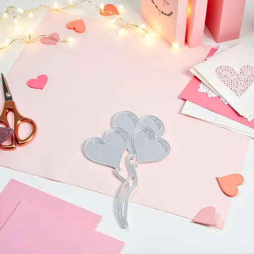 Vista 4 de Plantillas troqueladas de metal con diseño de corazón y corazón, plantillas para álbumes de recortes, plantilla de grabado para tarjetas del día