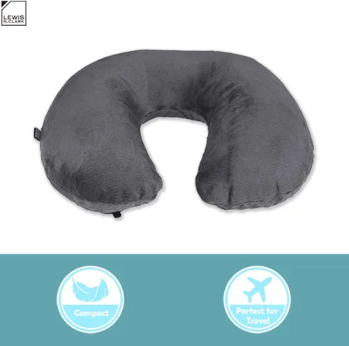 Vista 3 de Lewis N. Clark Almohada ajustable para el cuello, Gris, Almohada cervical ajustable e inflable portátil compacta para viajes