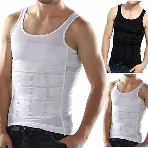 Vista 4 de ADEK SHAPERLUV - Camiseta de compresión para hombre, camiseta de compresión para adelgazar, camiseta de entrenamiento, camiseta sin mangas
