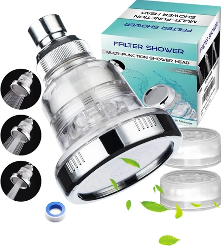 Vista 8 de AYI Cabezal de ducha de mano de alta presión filtrado con vitamina C con soporte y manguera de metal, purificador de agua dura, filtro de fluoruro