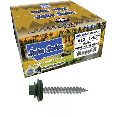 Vista 141 de 12 tornillos para techos de metal gris ABC de 1-1/2 pulgadas, cabezal de arandela hexagonal, arranque automático/roscado, arandela EPDM. 1 bolsa