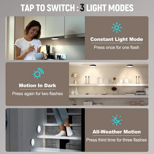 Vista 3 de DWEPTU Luz Nocturna con Sensor de Movimiento Paquete de 2 Luces LED Nocturnas, Sensor de Movimiento del Atardecer al Amanecer para Dormitorio, Baño
