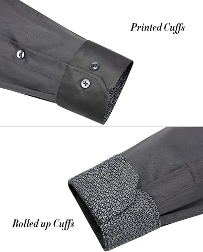Vista 6 de J.Ver - Camisa de vestir para hombre, informal, manga larga, no se arruga, ajuste regular, elástica, con botones