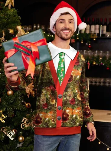 Vista 7 de Arvilhill Sudaderas de manga larga con estampado en 3D de Navidad para hombre