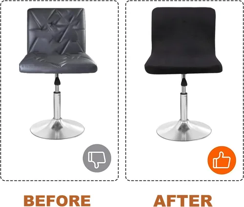Vista 3 de Fundas de asiento para taburete de bar de terciopelo, fundas cuadradas para taburete de bar, fundas para sillas de altura de encimera (2, negro)