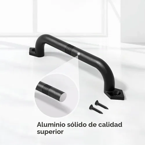 Vista 4 de EaseLife Manija de puerta de granero de 10 pulgadas, manijas de puerta, agarre de aluminio negro rústico, fácil de instalar