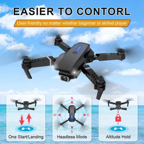 Vista 2 de Mini dron con cámara para adultos – Regalo de juguete de Navidad para principiantes de 15 años – Multirotores cuadricópteros RC UAV plegable