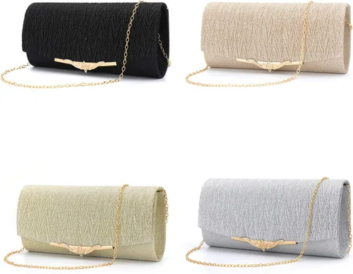 Vista 7 de Bolsas de noche con purpurina para mujer, elegante bolso de mano brillante con hebilla floral para boda, fiesta, baile de graduación