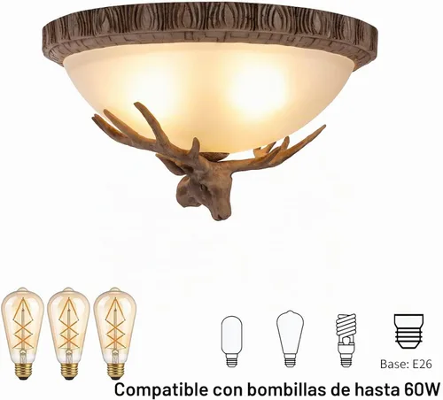 Vista 3 de AngelcityCC Lámpara de techo semiempotrada de cristal con 3 luces de bronce rústico estilo cuenco para cocina, bar, cafetería, sala de estar
