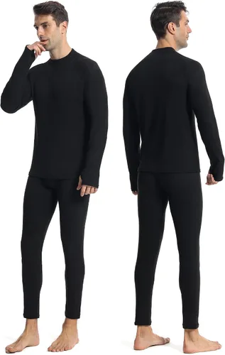 Vista 2 de Runhit Mens Thermal Underwear SetFleece Lined Long Johns for Men Thermal Shirts and Pants Base Layer Cold Weather Thermals