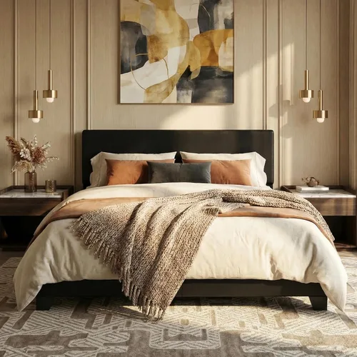 Vista 14 de SHA CERLIN Base de cama tamaño King con cabecera ajustable, plataforma tapizada de piel sintética con listones de madera, base de colchón estable